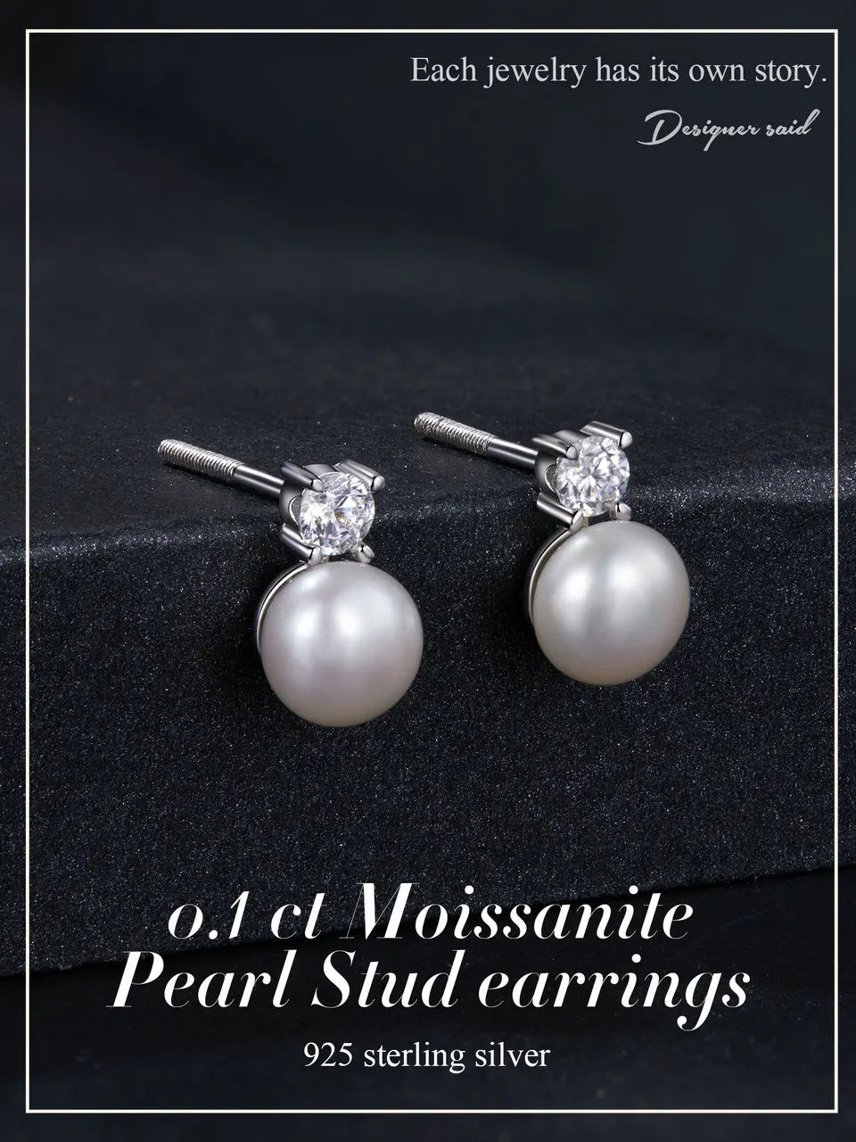 D-Color Moissanite Stud Earrings – 925 Sterling Silver