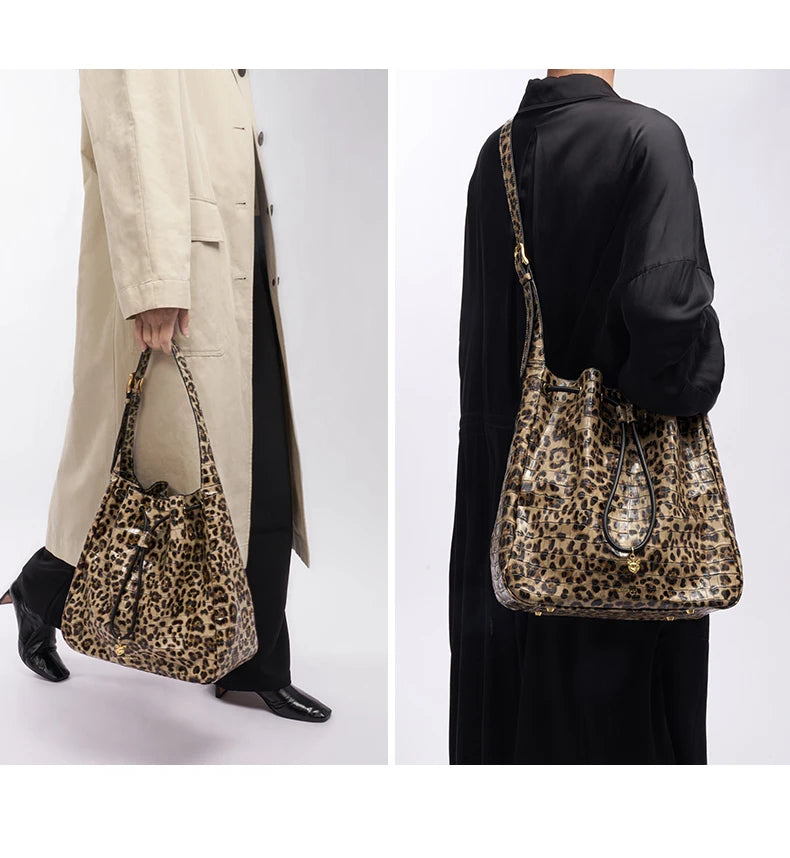 Genuine Cow Leather Hobo Bag – Soft Drawstring Everyday Style