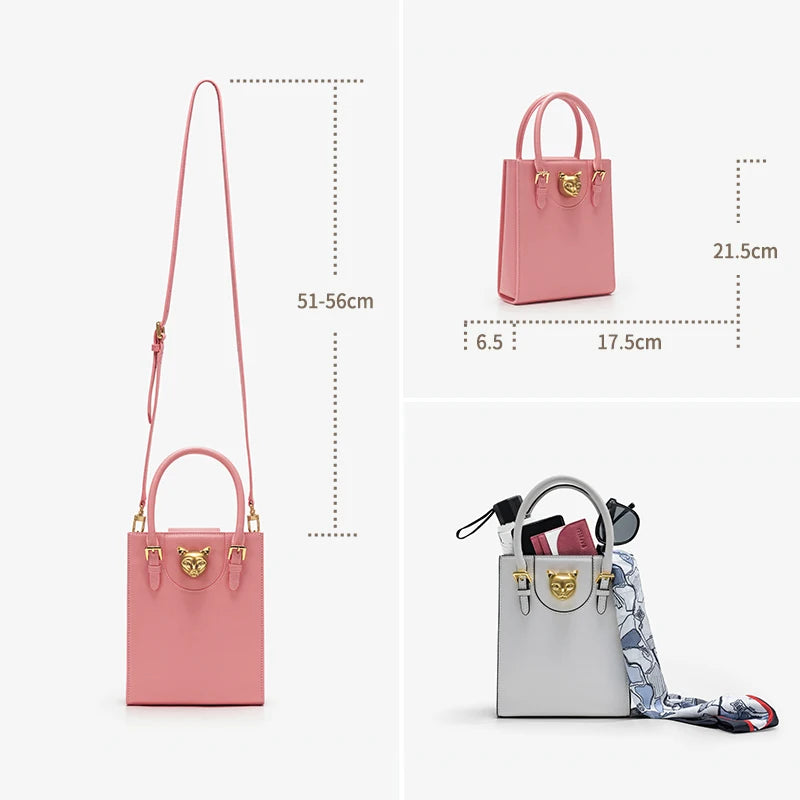 Elegant Genuine Leather Mini Crossbody and Tote Bag