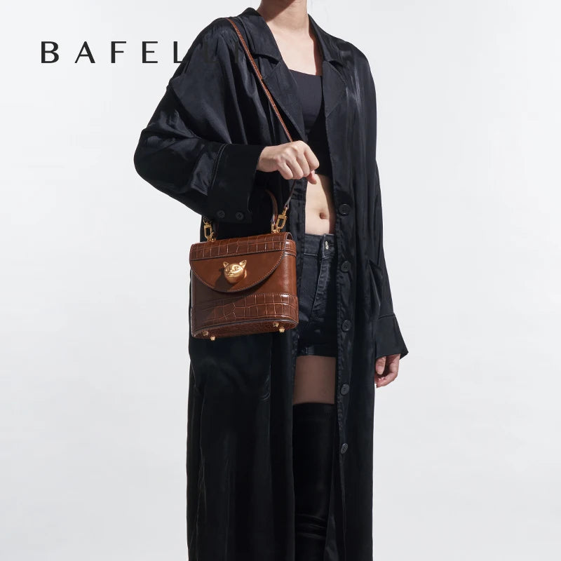 Genuine Leather Bucket Bag – Animal Print Style