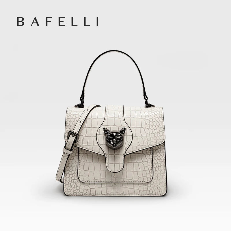 Genuine Leather Business Flap Bag – Animal Print with Lock