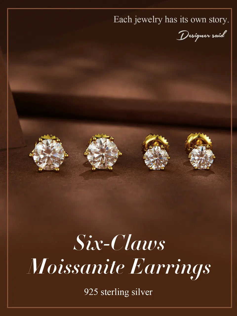 D Color Moissanite Stud Earrings – 925 Sterling Silver