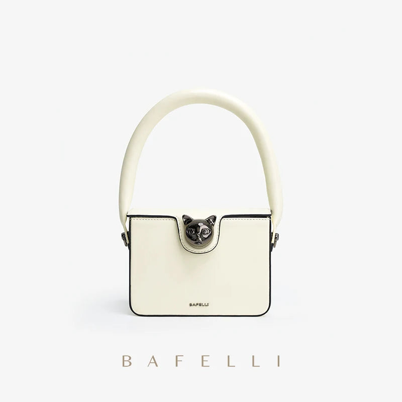 Boxy Genuine Leather Flap Bag – Cartoon Lock Design