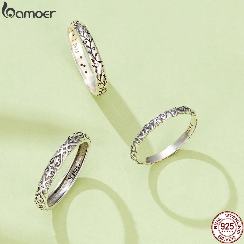 Floral Embossed Ring – 925 Sterling Silver Vintage Band