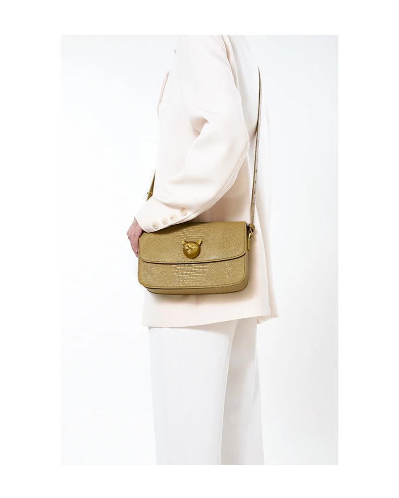 Boxy Genuine Leather Crossbody and Shoulder Bag