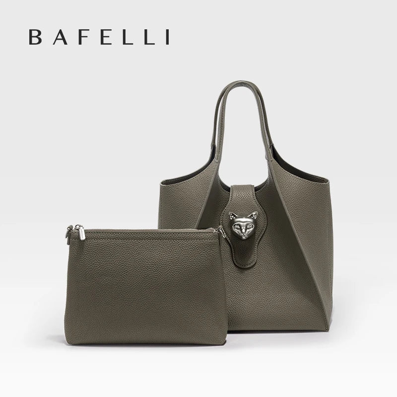 Genuine Leather Tote Bag – Soft Casual Style with Open Pocket