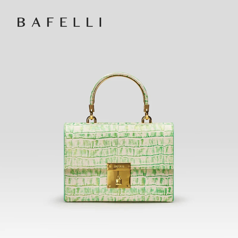 Genuine Leather Flap Shoulder Bag – Gold Lock Elegance
