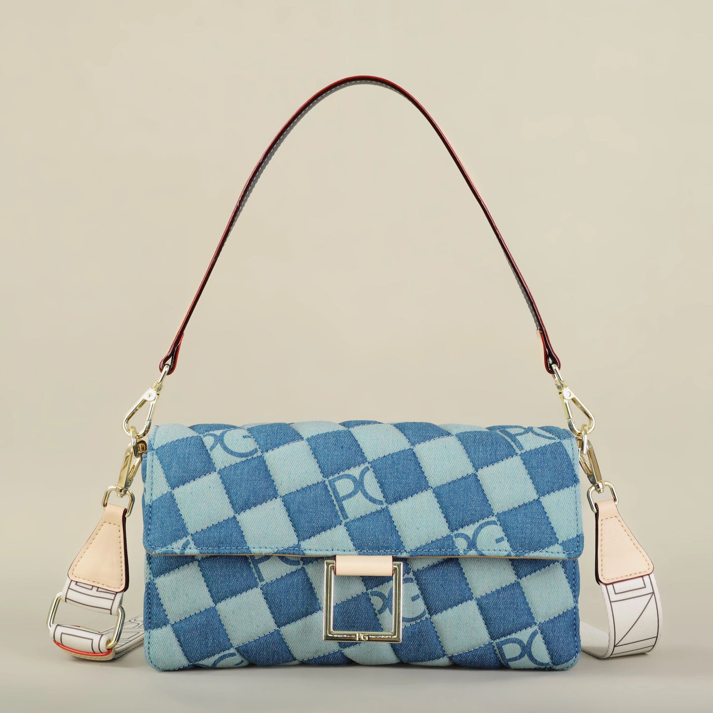 Bright Crossbody Bag – Elegant PU Satchel with Embroidery and Rivet Detail