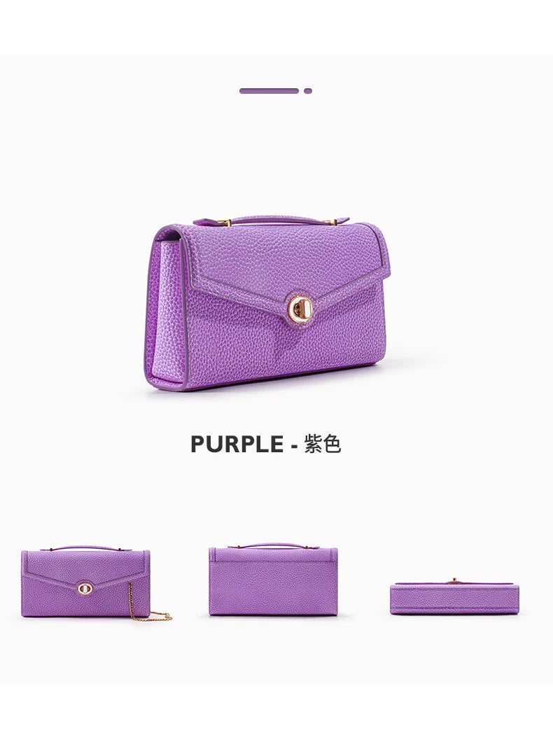 Genuine Leather Clutch Bag – Dress Style with Lock Flap