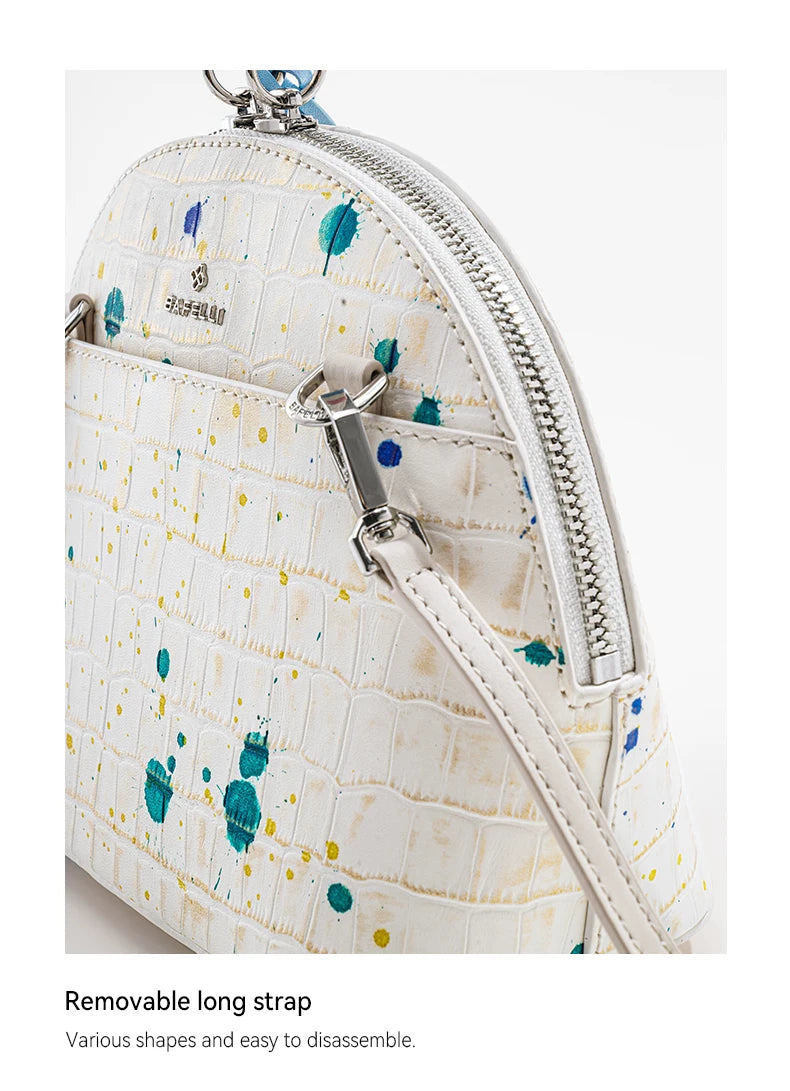 Genuine Leather Clutch – Floral Patchwork with Zipper