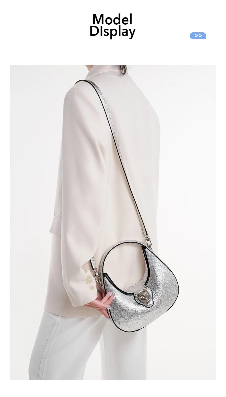 Patchwork Genuine Leather Hobo Shoulder and Crossbody Bag