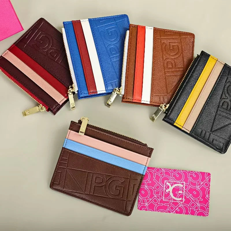 Compact Women’s PU Leather Monogram Wallet with Zipper and Card Slots
