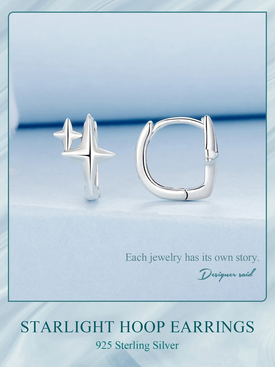 925 Sterling Silver Starlight Hoop Earrings – Minimalist Double Star Huggie