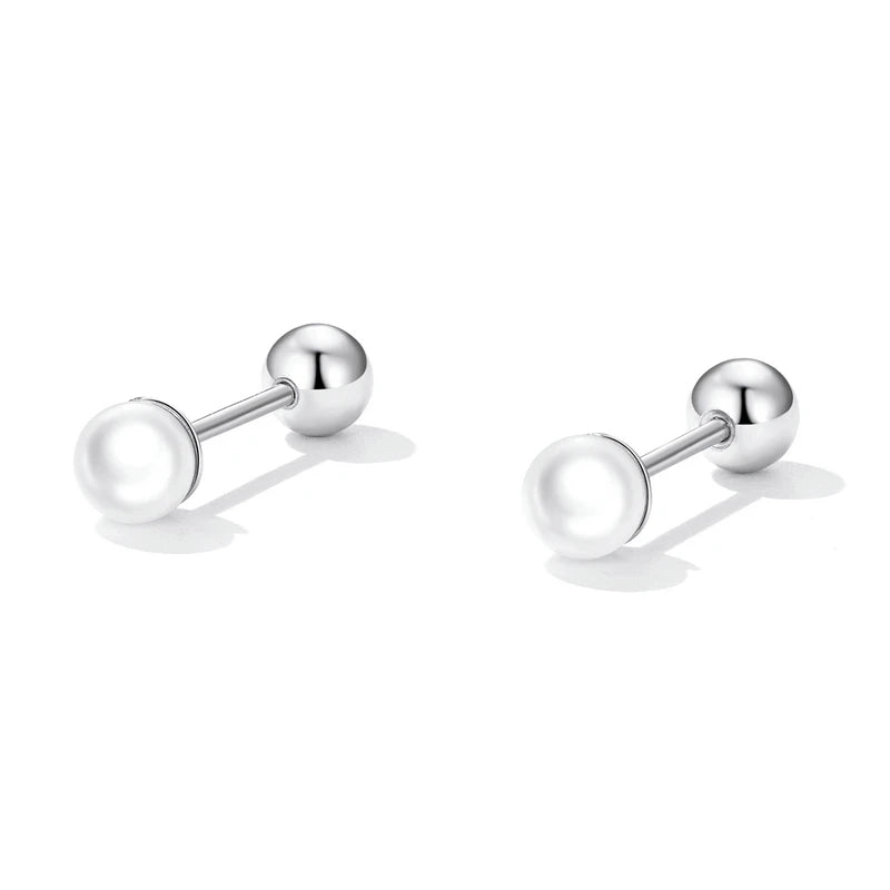 925 Sterling Silver Mini Ball Stud Earrings with Screw Back