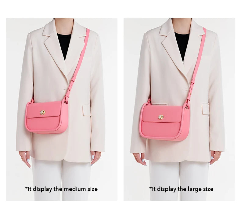Elegant Split Leather Saddle Crossbody Bag
