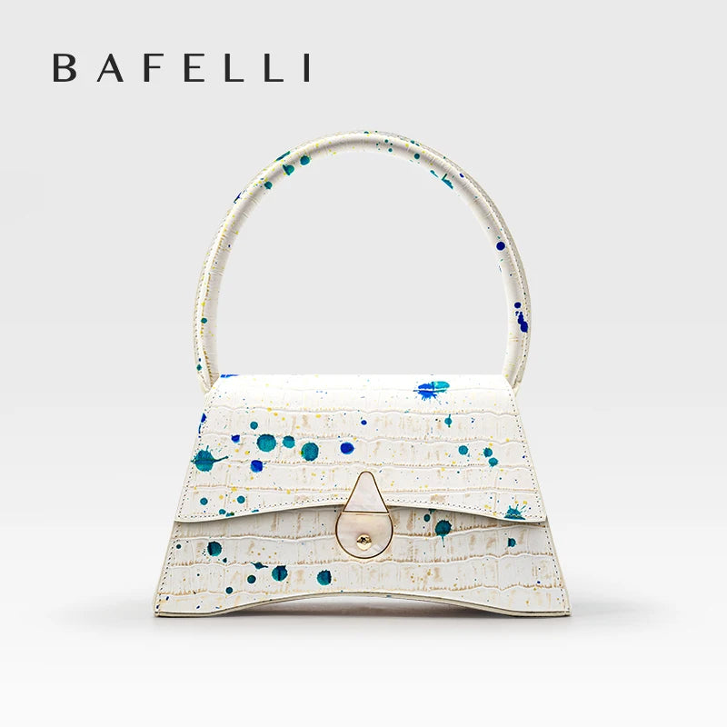 Genuine Leather Half Moon Shoulder Bag – Floral Lock Design