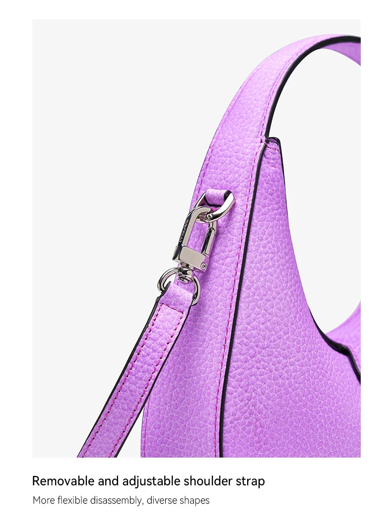 Genuine Leather Half Moon Tote – Soft Structure with Lock