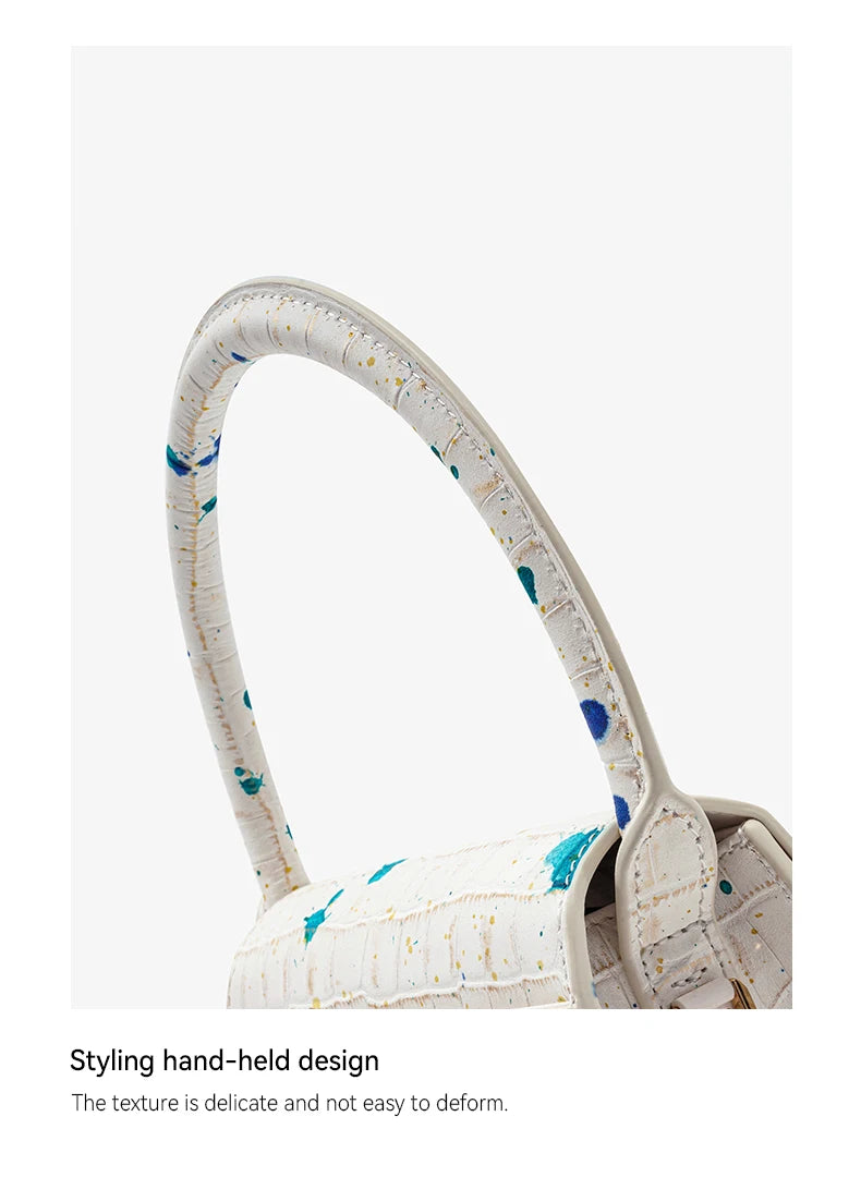 Genuine Leather Half Moon Shoulder Bag – Floral Lock Design