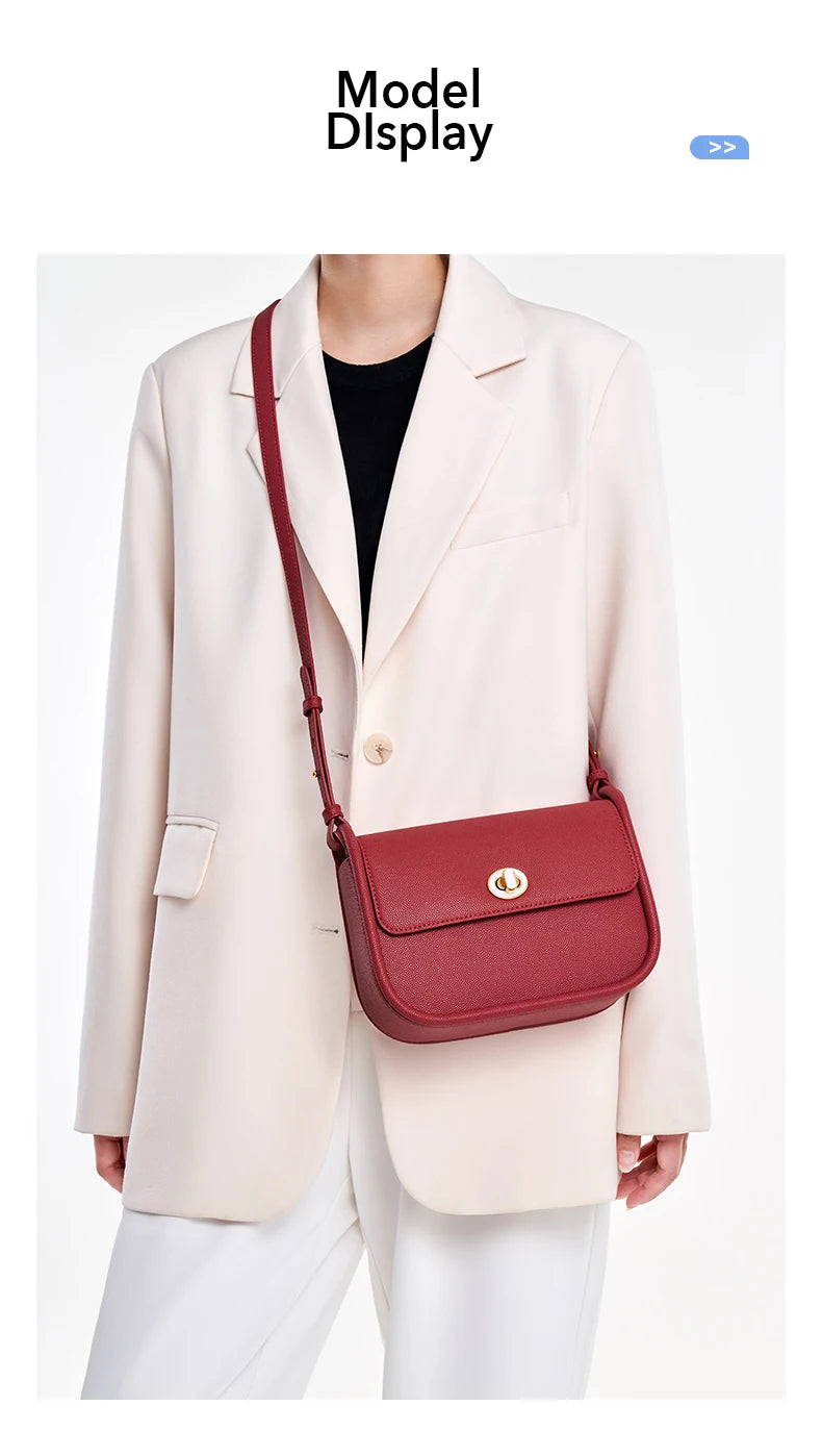 Elegant Split Leather Saddle Crossbody Bag