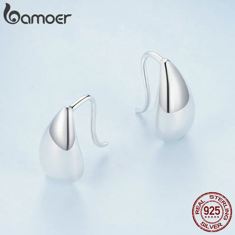 Glossy Waterdrop Stud Earrings – 925 Sterling Silver