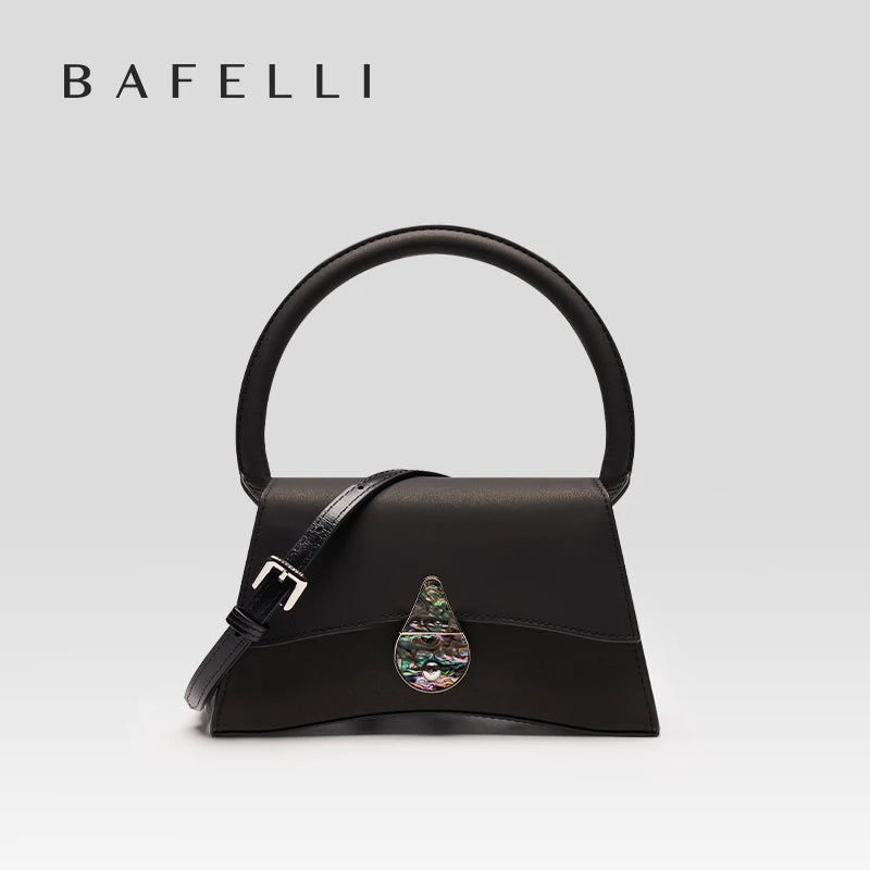 Genuine Leather Half Moon Flap Bag with Floral Pattern