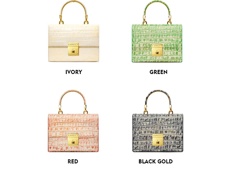 Genuine Leather Flap Shoulder Bag – Gold Lock Elegance