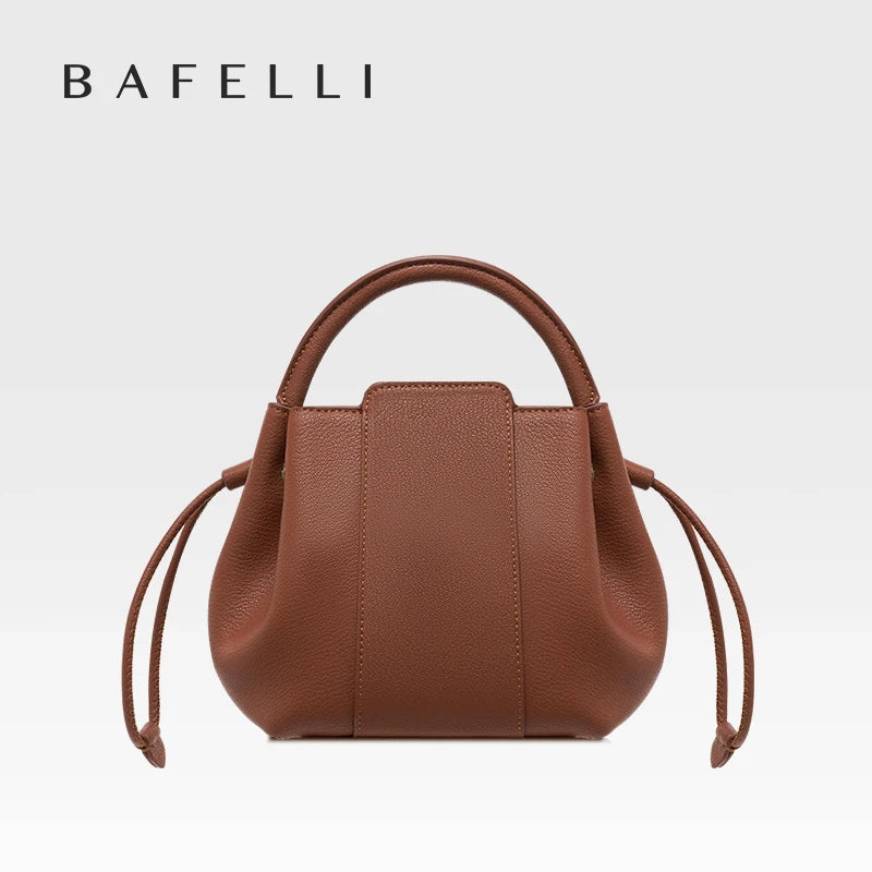 Soft Split Leather Bucket Bag – Casual Flap Shoulder Style