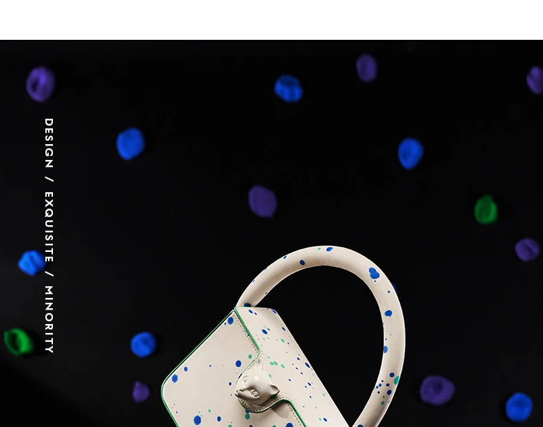 Genuine Leather Bucket Bag – Dot Pattern Drawstring