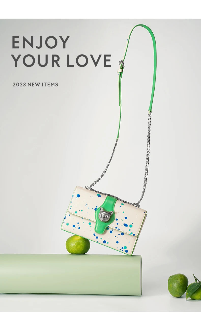 Genuine Leather Shoulder and Crossbody Bag – Dot Flap Design