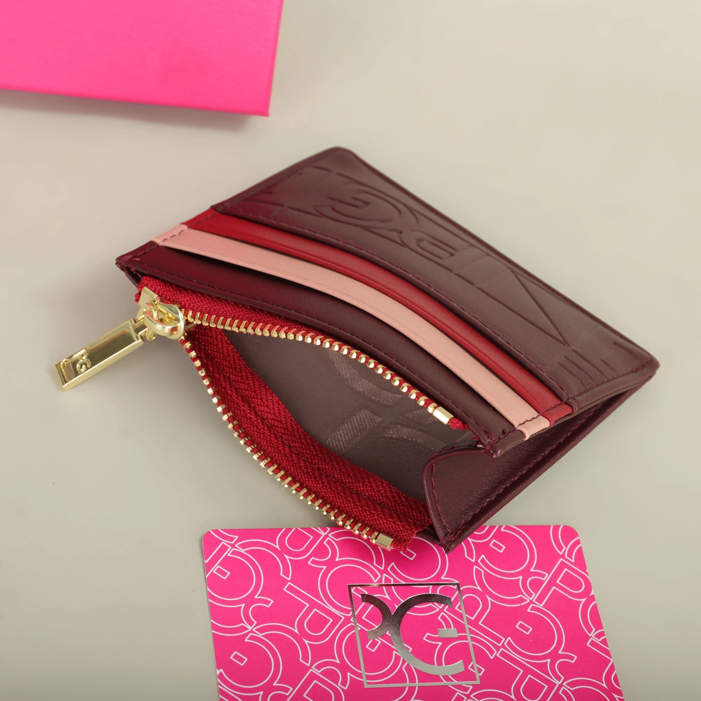 Compact Women’s PU Leather Monogram Wallet with Zipper and Card Slots
