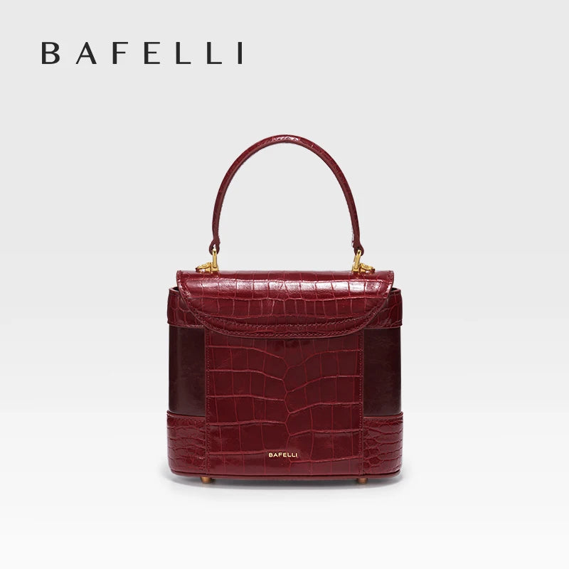 Genuine Leather Flap Shoulder Bag – Animal Texture with Lock