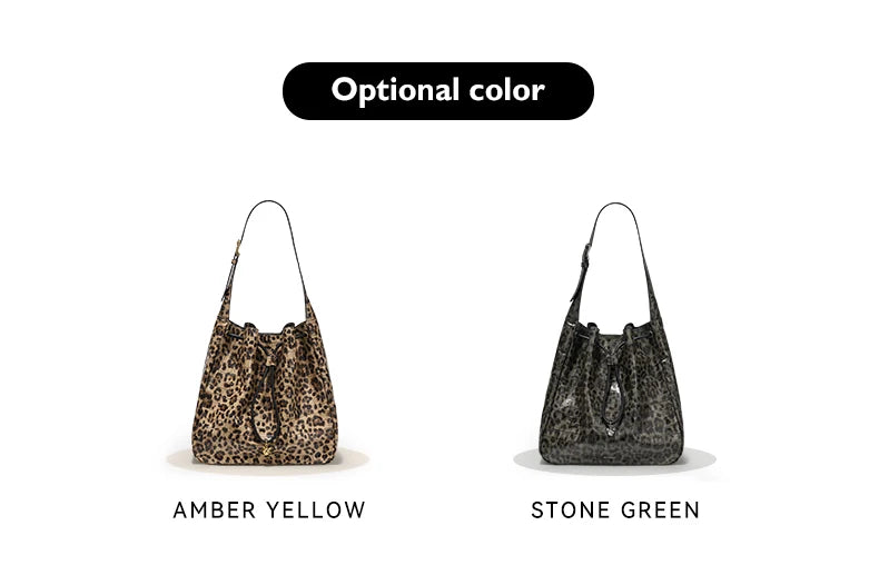 Soft Cowhide Leather Hobo Tote – Leopard Shoulder and Crossbody Bag