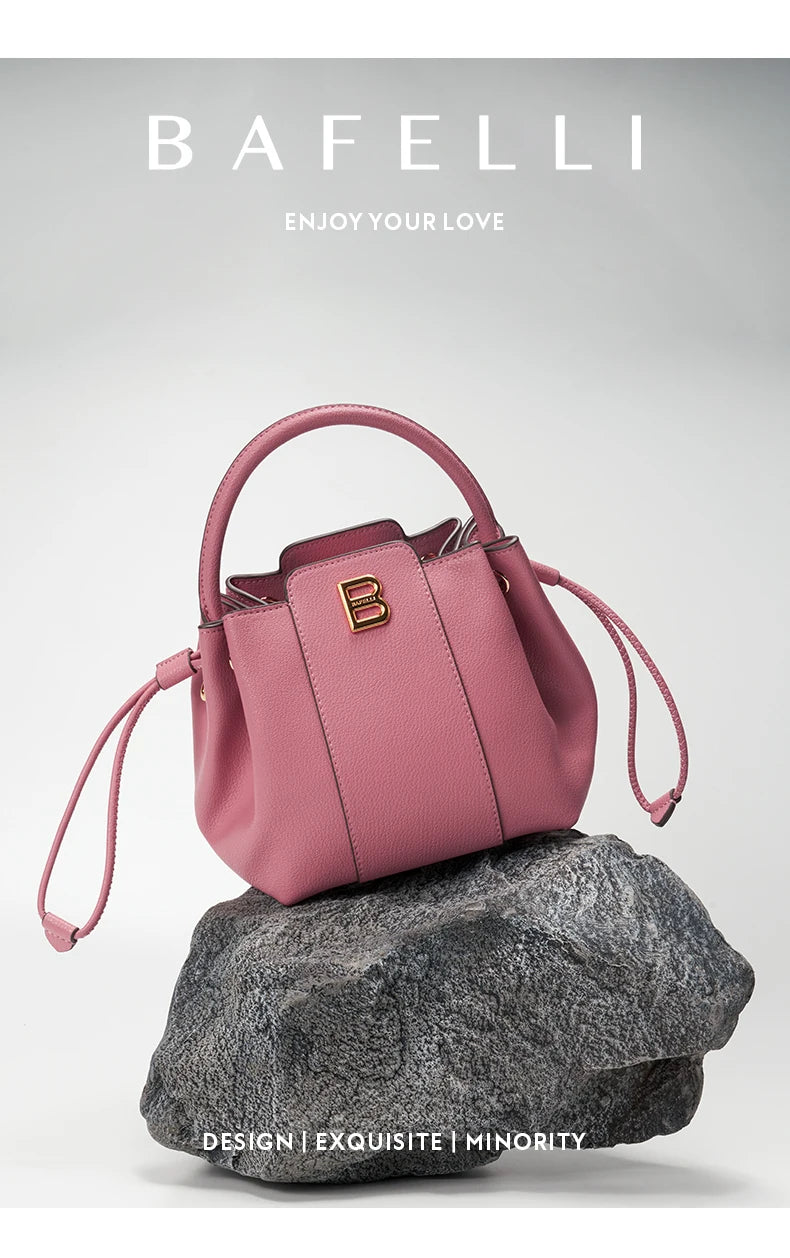 Soft Split Leather Bucket Bag – Casual Flap Shoulder Style