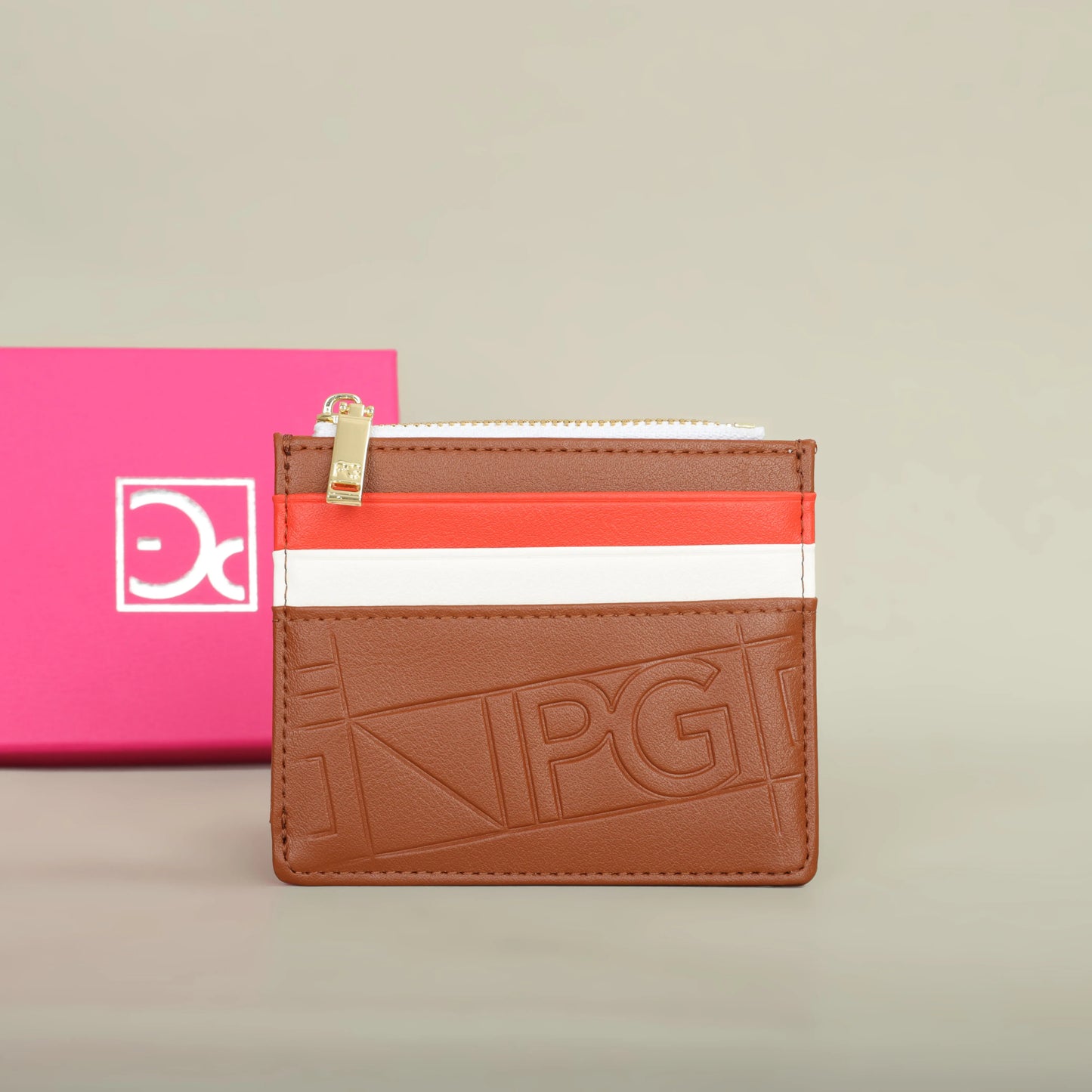 Compact Women’s PU Leather Monogram Wallet with Zipper and Card Slots