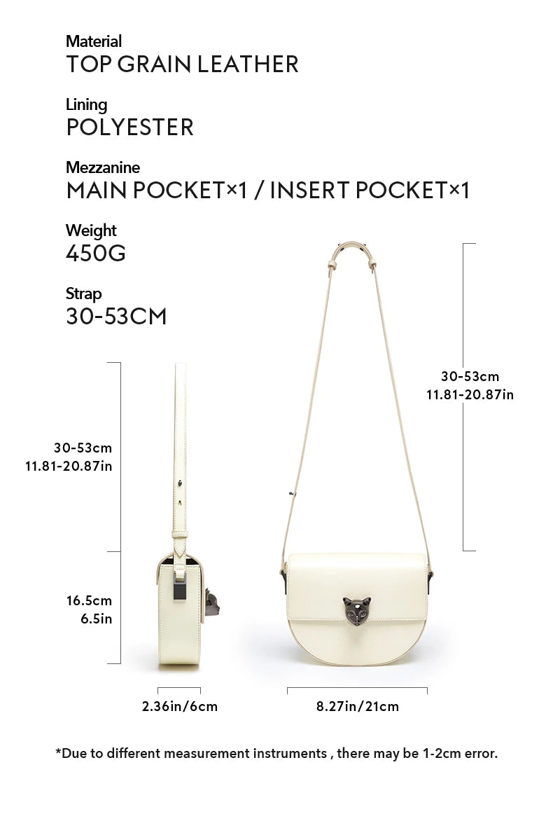 Genuine Cow Leather Saddle Crossbody Bag