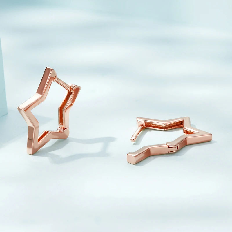 Star Hoop Earrings – Sterling Silver with Oxidized Finish