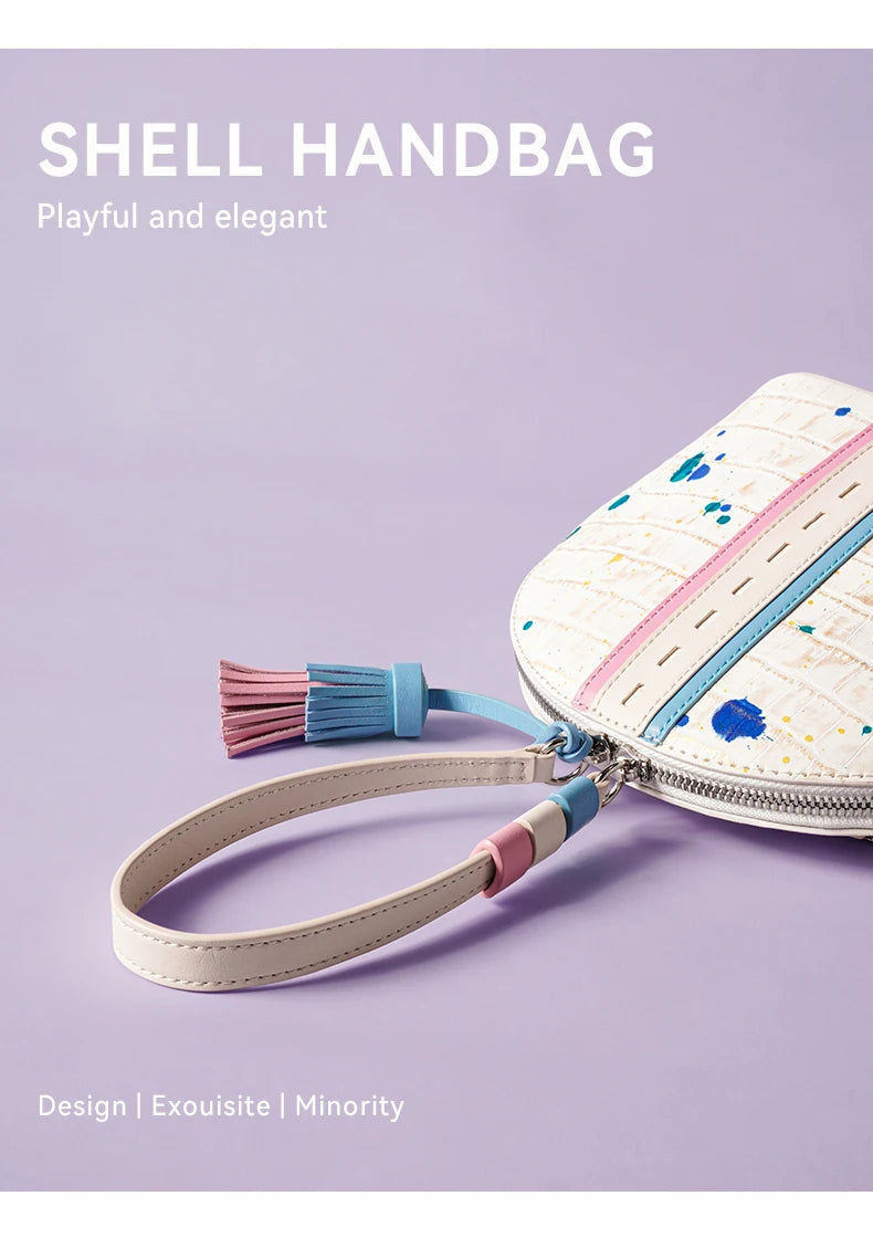 Genuine Leather Clutch – Floral Patchwork with Zipper