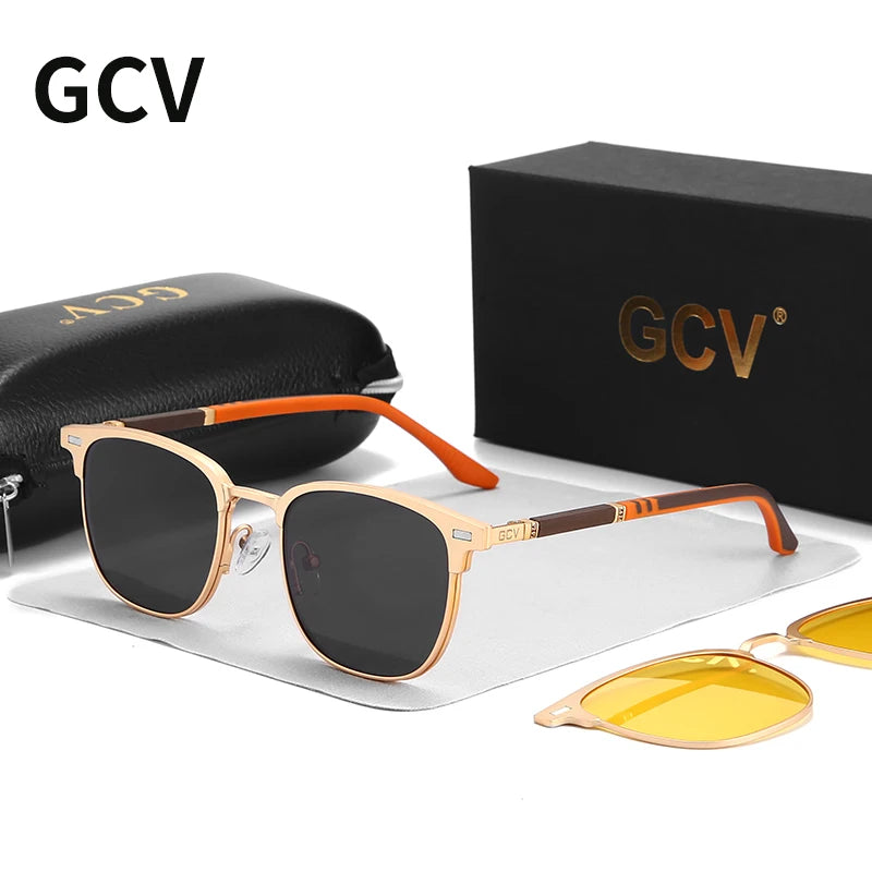 3 in 1 Rectangle Polarized and Optical Sunglasses Set