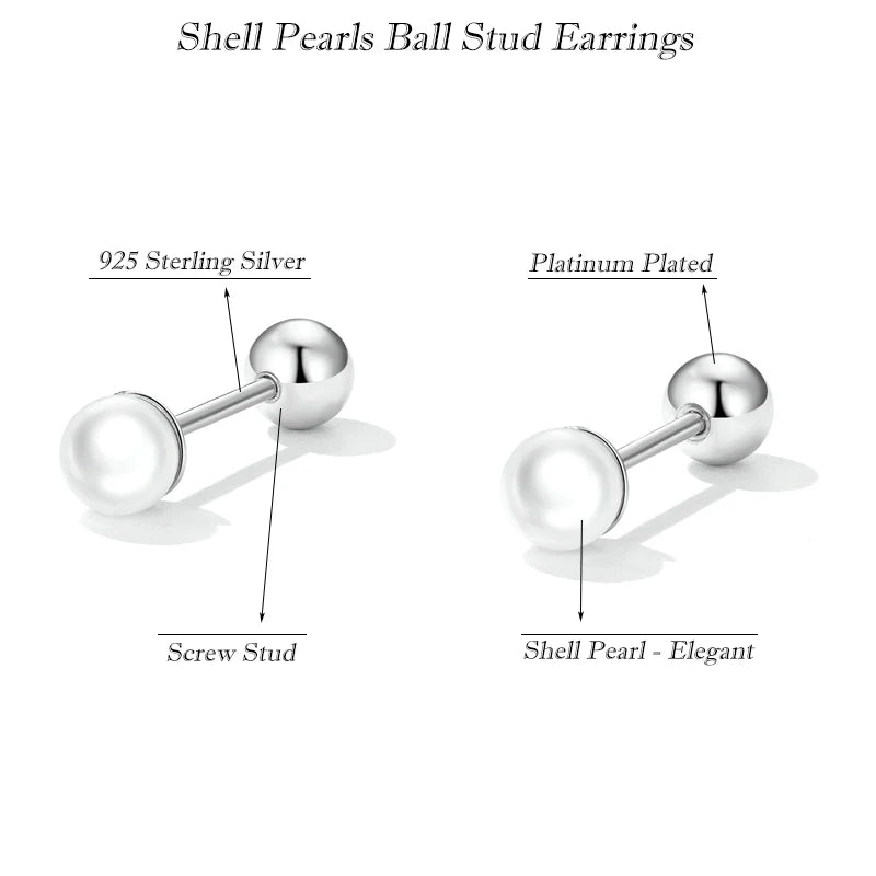 925 Sterling Silver Mini Ball Stud Earrings with Screw Back
