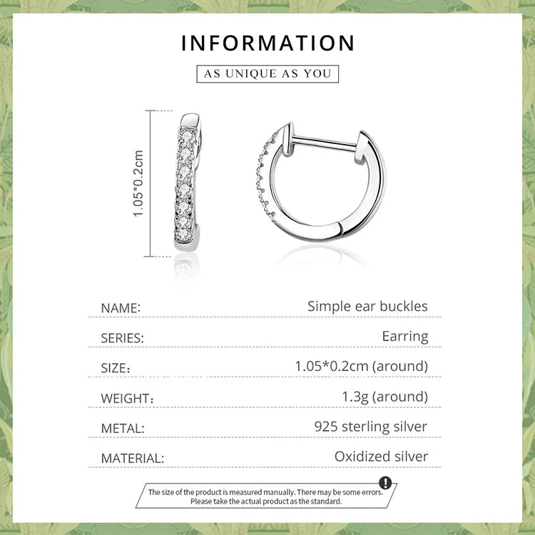 Zircon Huggie Hoop Earrings – 925 Sterling Silver