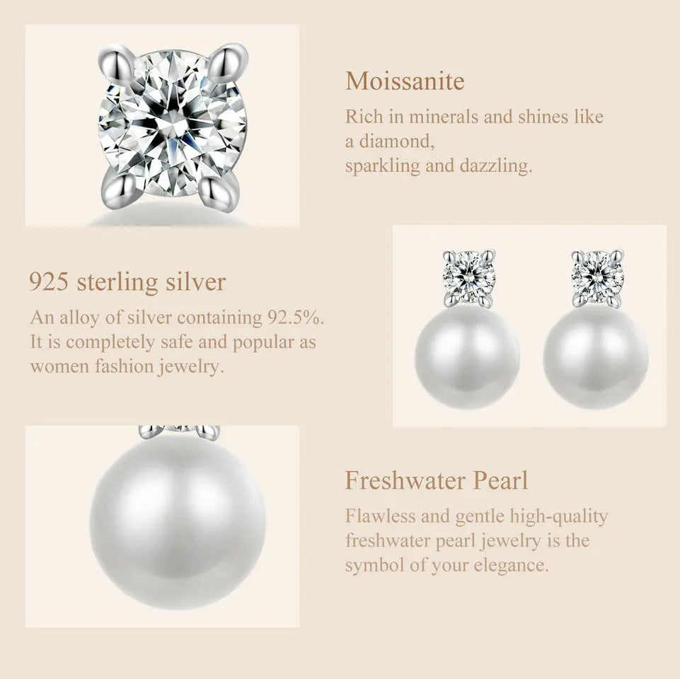 D-Color Moissanite Stud Earrings – 925 Sterling Silver