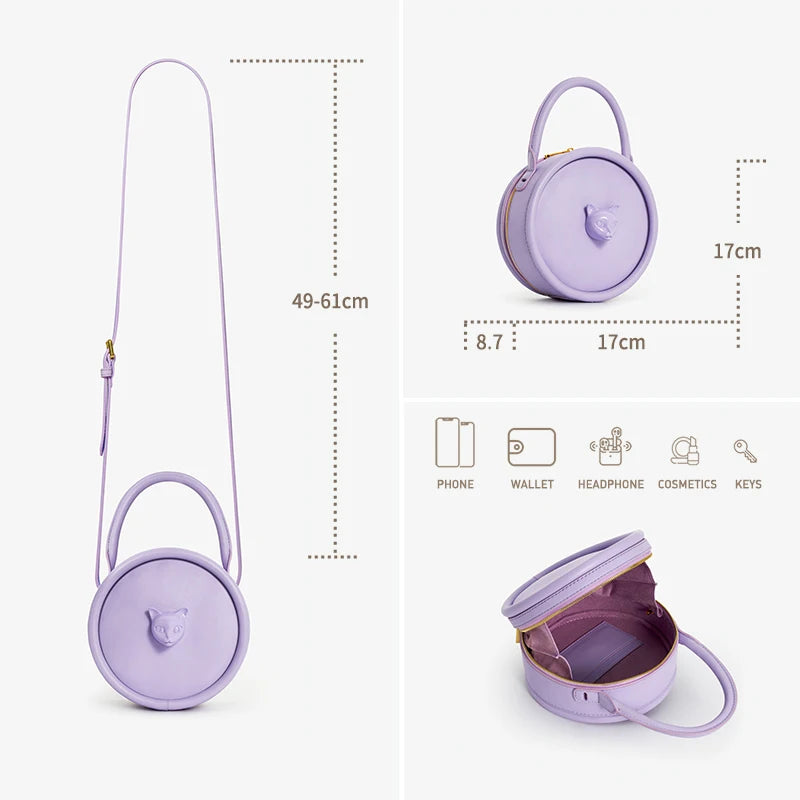 Elegant Bowling Style Genuine Leather Handbag with Sequins
