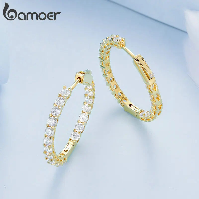 Cubic Zirconia Round Stud Earrings with Screw-Back Closure