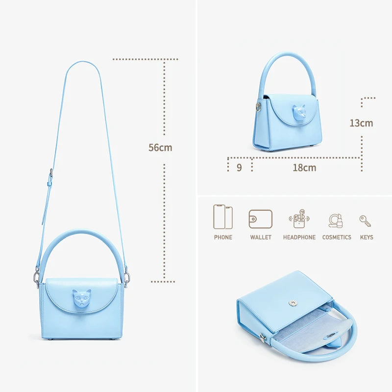 Genuine Leather Doctor-Style Mini Handbag with Flap