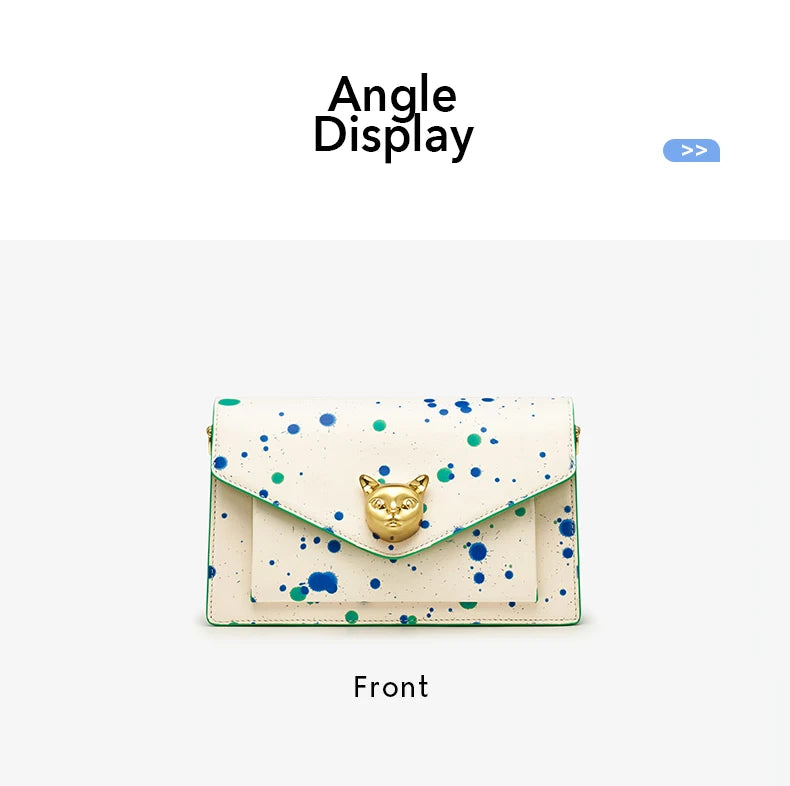 Genuine Leather Floral Flap Bag with Hasp Closure