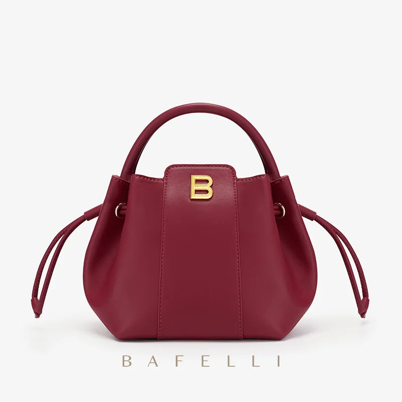 Soft Split Leather Bucket Bag – Casual Flap Shoulder Style
