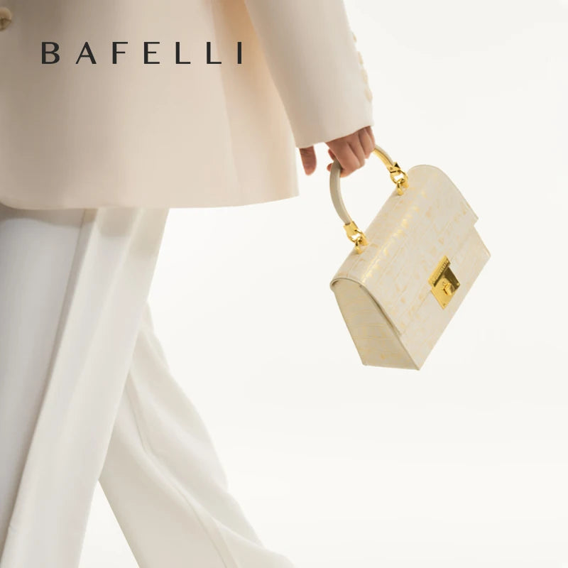 Genuine Leather Flap Shoulder Bag – Gold Lock Elegance