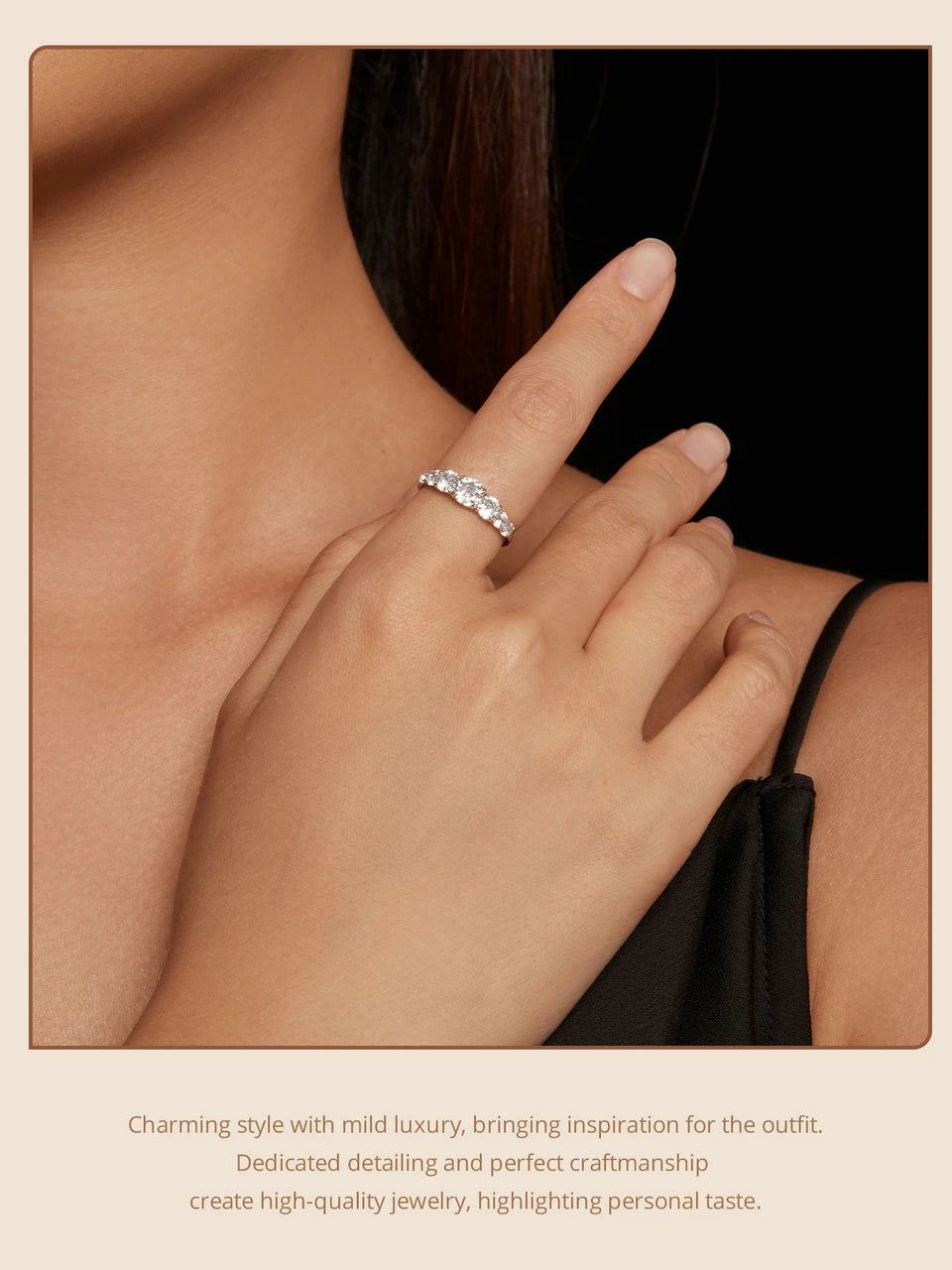 Delicate Moissanite Ring – 925 Sterling Silver Classic Wedding Band