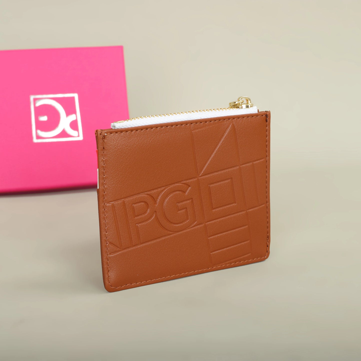 Compact Women’s PU Leather Monogram Wallet with Zipper and Card Slots