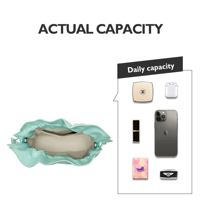 Genuine Leather Bucket Bag – Soft Casual with Open Pocket